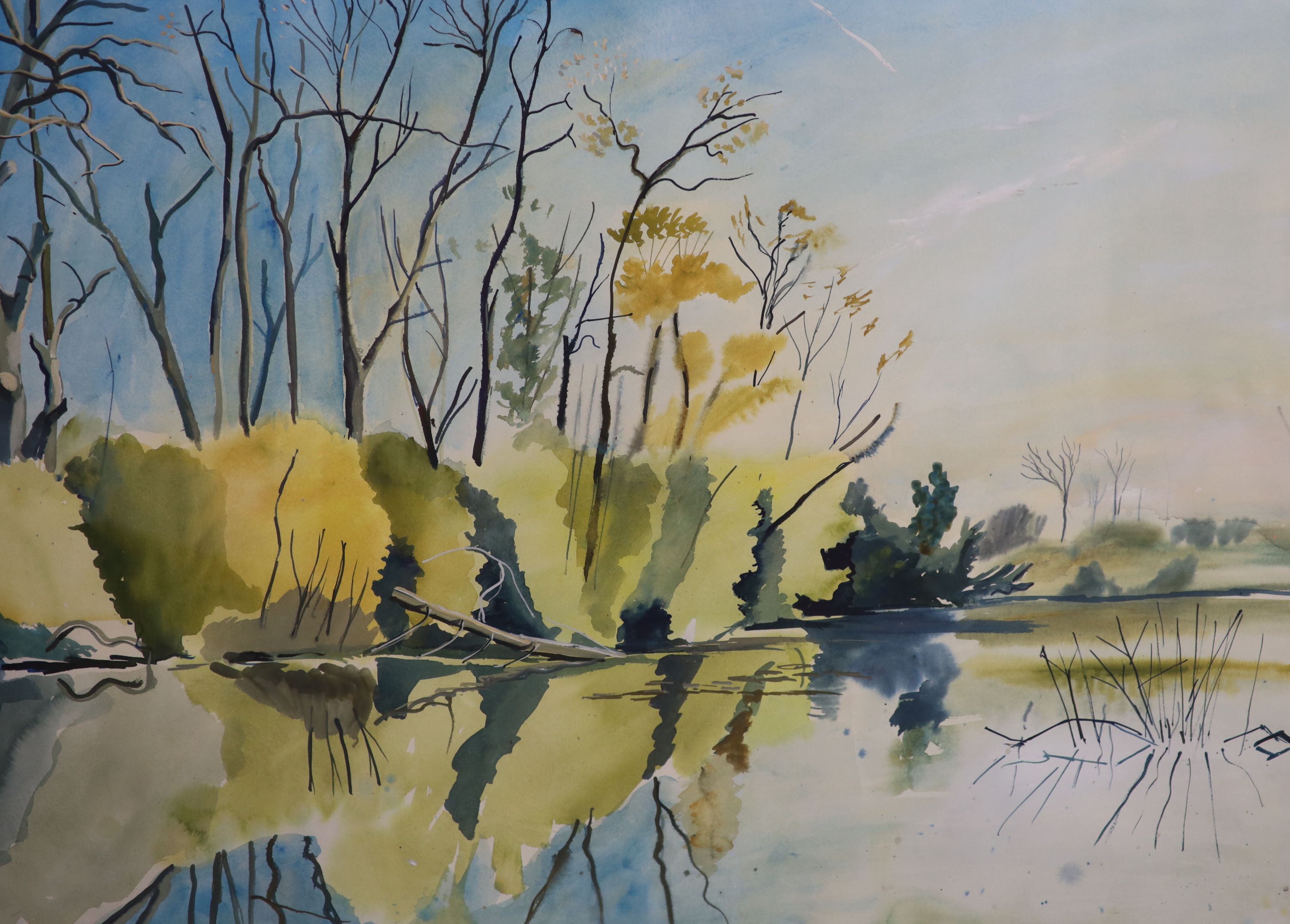 Robert Soden (1955-), watercolour, Hevon Lake Spring, Morning Light, signed, 76 x 103cm